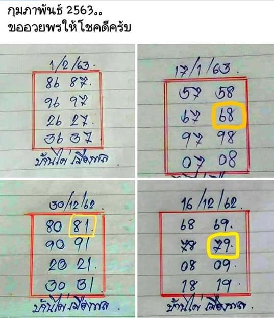 หวยบ้านไผ่ เมืองผล งวดที่ผ่านมา