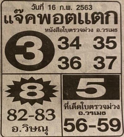 เลขเด็ด หวยแจ๊คพอตแตก-160263