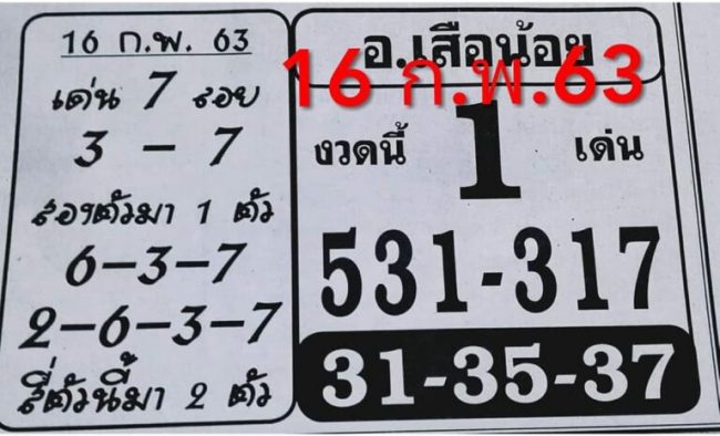 เลขเด็ด อ.เสือน้อย-160263