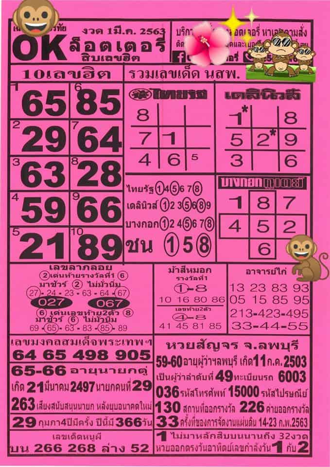 เลขเด็ด โอเคล็อตเตอรี่-010363