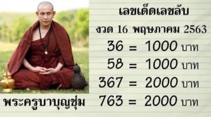 หวยดัง-หวยครูบาบุญชุ่ม-160305