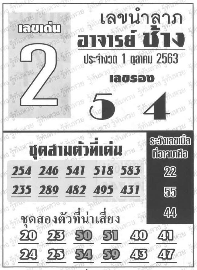 หวยซอง-หวยอาจารย์ช้าง-011063