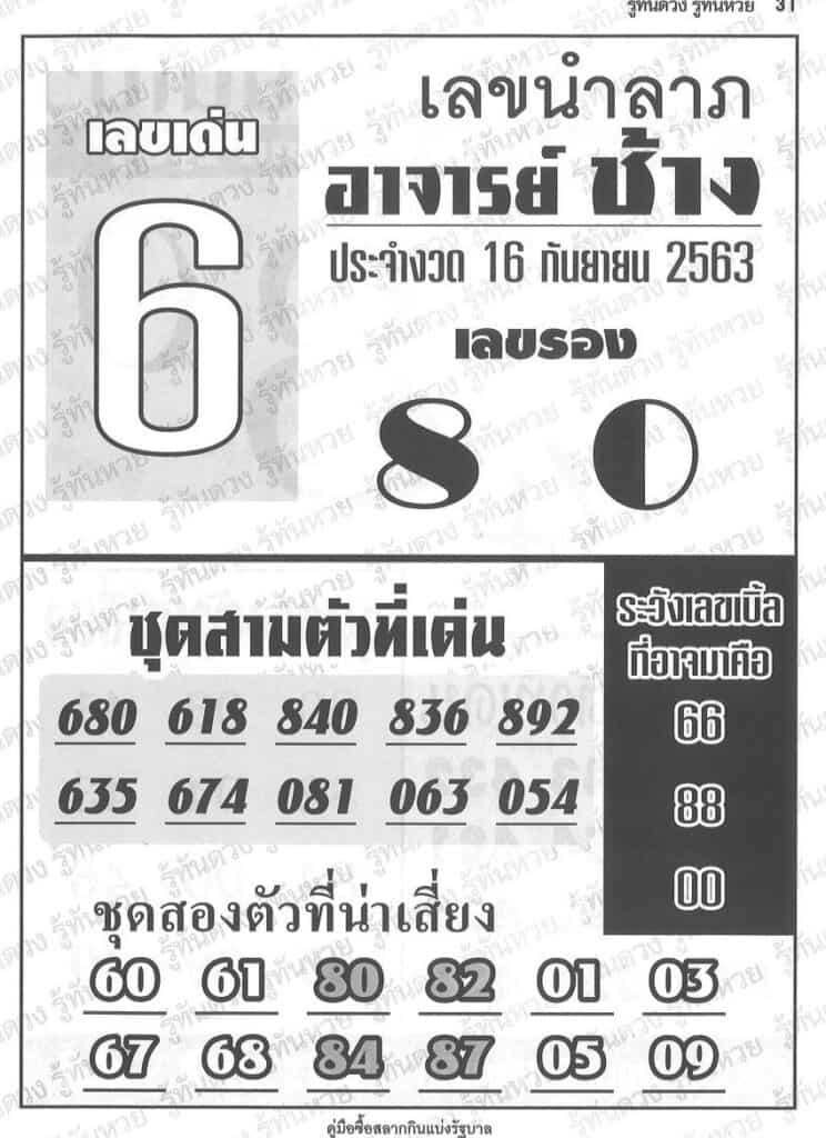 หวยซอง-หวยอาจารย์ช้าง-160963