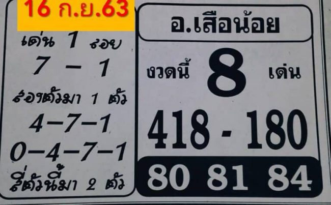 หวยซอง-หวยอาจารย์เสือน้อย-160963