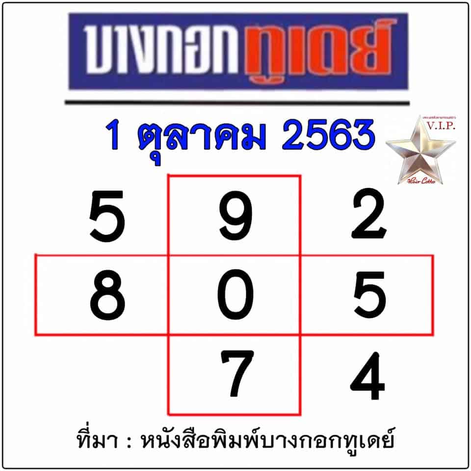 หวยหนังสือพิมพ์ หวยบางกอกทูเดย์-011063