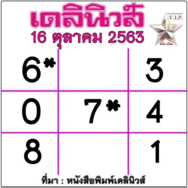 หวยหนังสือพิมพ์ หวยเดลินิวส์-161063