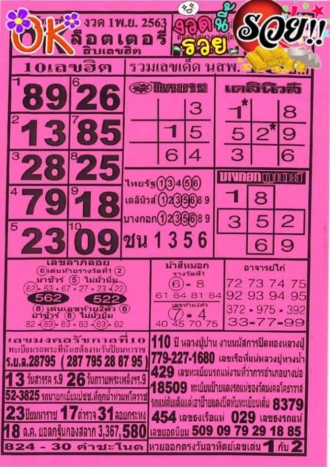 หวยโอเคล็อตเตอรี่-011163
