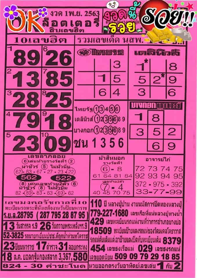 หวยโอเคล็อตเตอรี่-011163