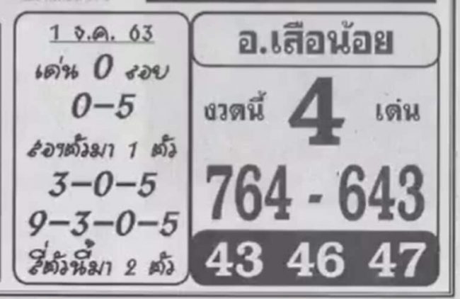 หวยซอง-หวยอาจารย์เสือน้อย-011263