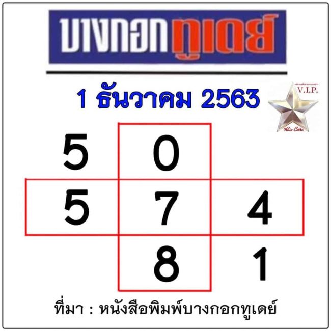 หวยหนังสือพิมพ์ หวยหนังสือพิมพ์บางกอกทูเดย์-011263