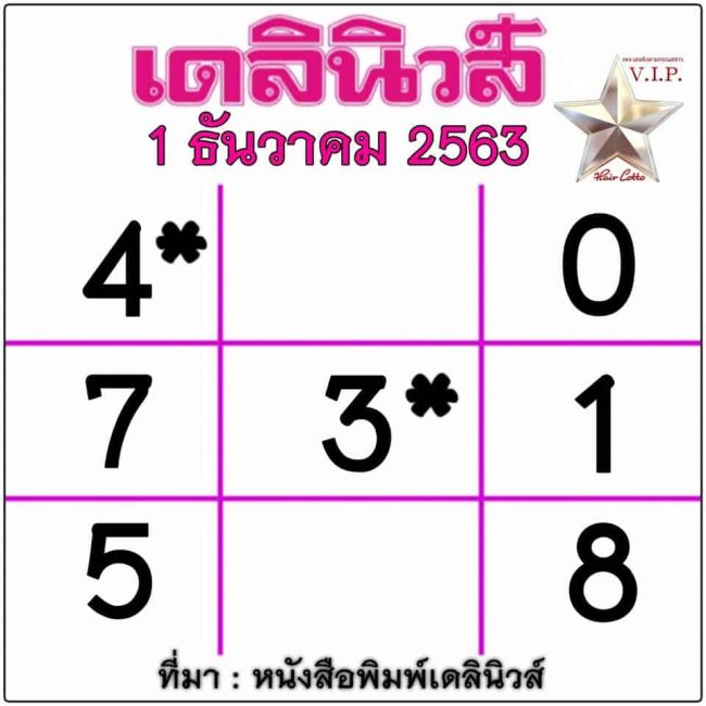หวยหนังสือพิมพ์ หวยหนังสือพิมพ์เดลินิวส์-011263