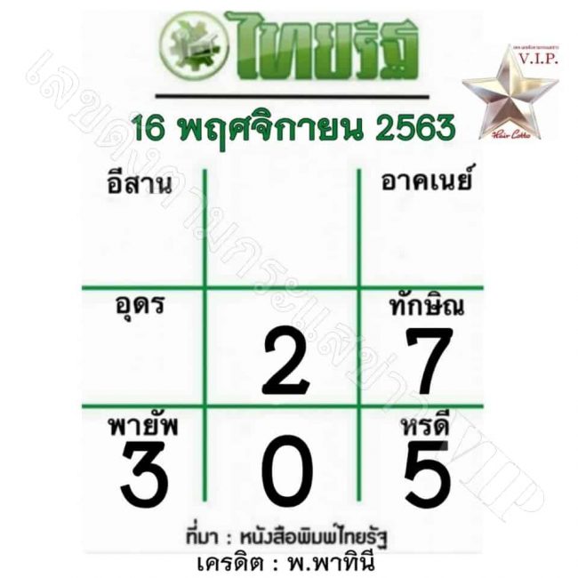 หวยหนังสือพิมพ์ หวยไทยรัฐ-161163