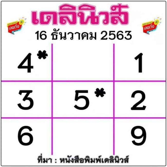 หวยหนังสือพิมพ์ หวยเดลินิวส์-161263