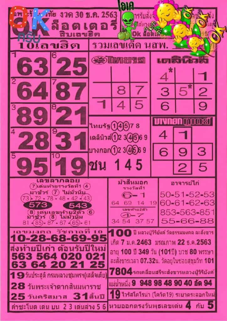 หวยโอเคล็อตเตอรี่-301263