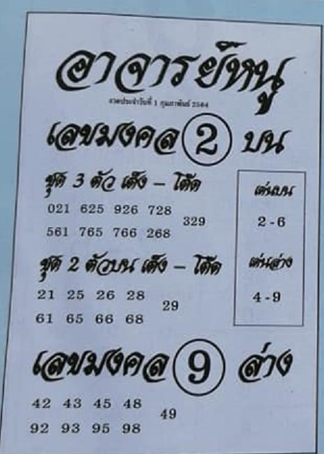หวยซอง-หวยอาจารย์หนู-010264