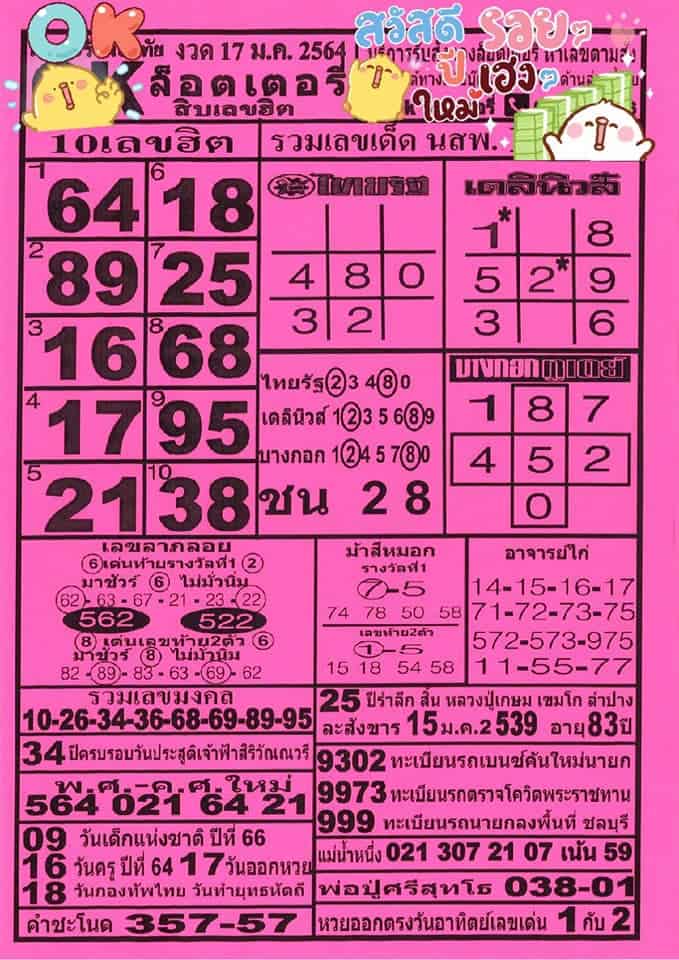 หวยซอง หวยโอเคล็อตเตอรี่-170164