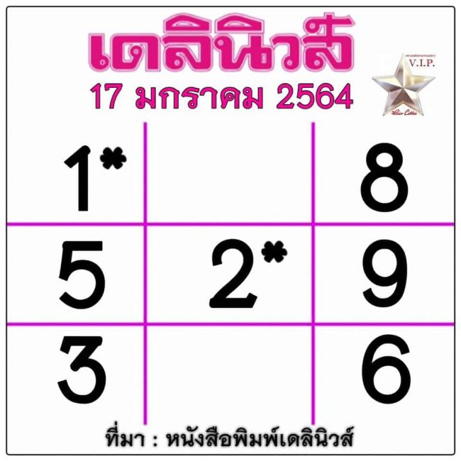 หวยหนังสือพิมพ์ หวยเดลินิวส์-170164