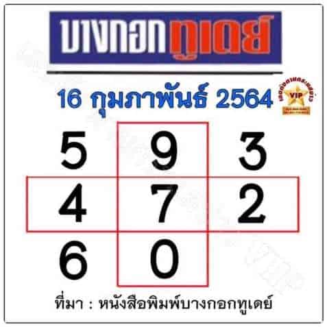 หวยหนังสือพิมพ์ หวยบางกอกทูเดย์-160264