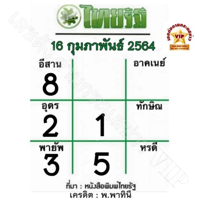 หวยหนังสือพิมพ์ หวยไทยรัฐ-160264