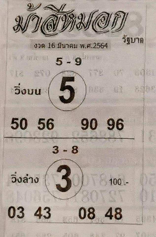 หวยซอง หวยม้าสีหมอก-160463