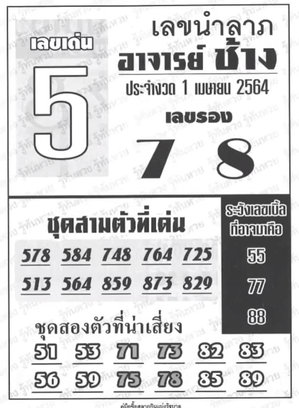 หวยซอง-หวยอาจารย์ช้าง-010464