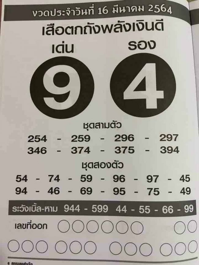 หวยซอง หวยเสือตกถัง-160364