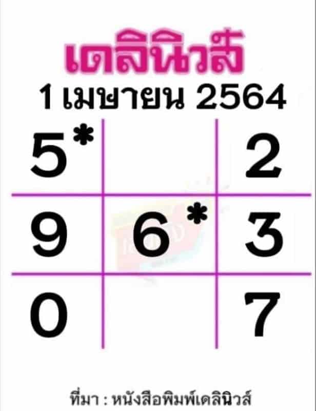หวยหนังสือพิมพ์ หวยเดลินิวส์-010464