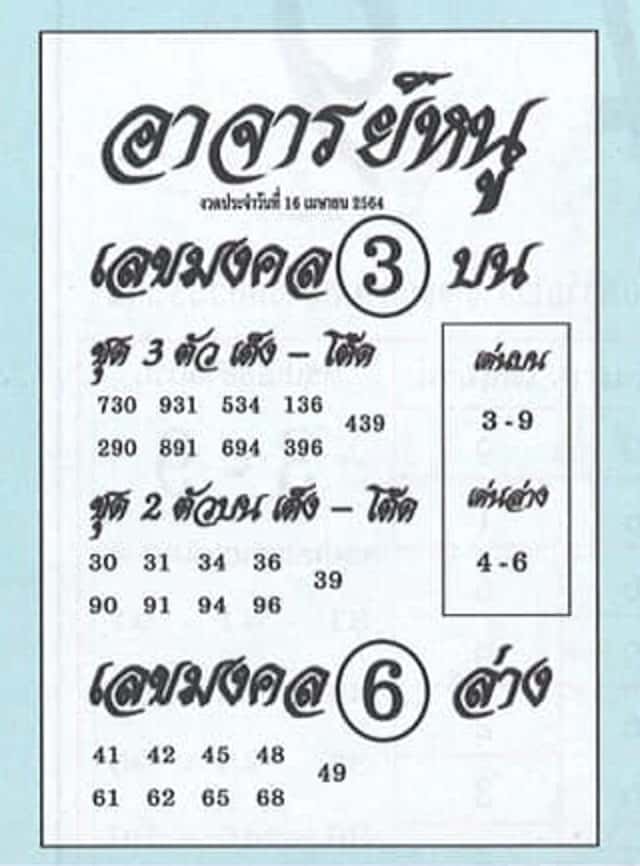 หวยซอง-หวยอาจารย์หนู-160464
