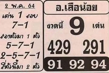 หวยซอง หวยอาจารย์เสือน้อย-020564
