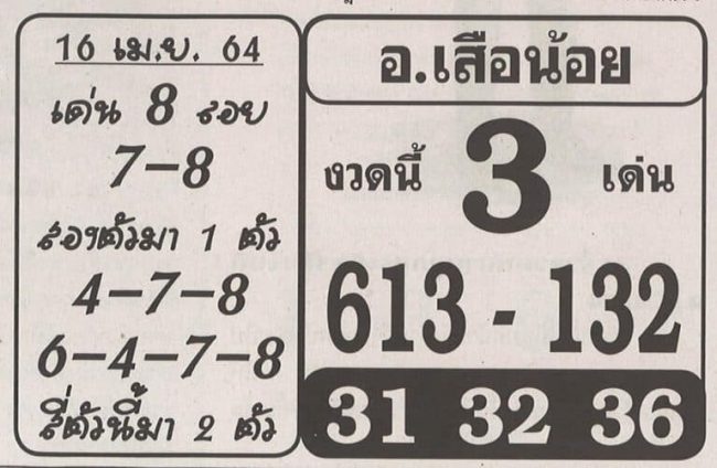 หวยซอง-หวยอาจารย์เสือน้อย-160464