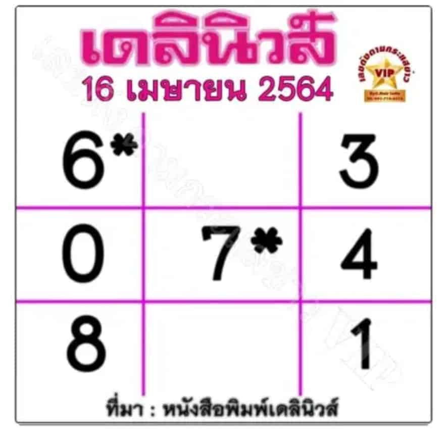 หวยหนังสือพิมพ์ หวยเดลินิวส์-160464