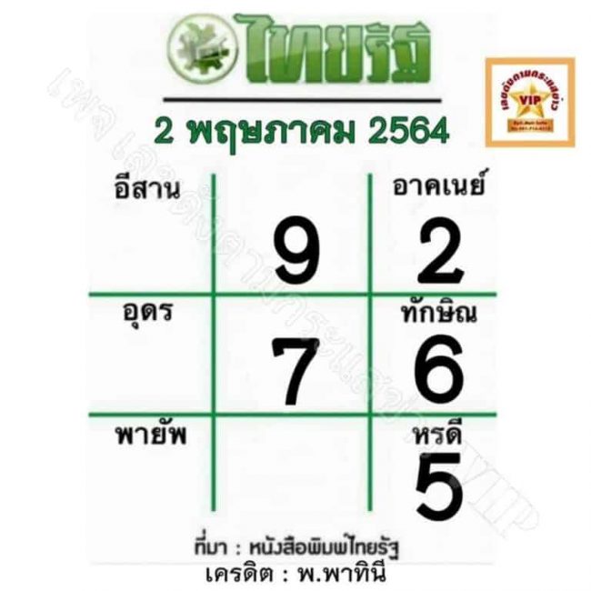 หวยหนังสือพิมพ์ หวยไทยรัฐ-020564