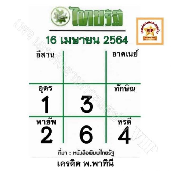 หวยหนังสือพิมพ์ หวยไทยรัฐ-160464