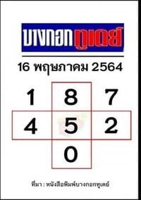 หวยหนังสือพิมพ์ หวยบางกอกทูเดย์-160564