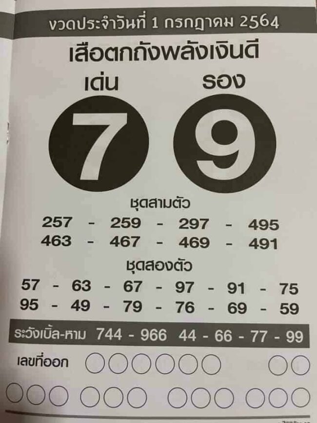 หวยซอง หวยเสือตกถัง-010764