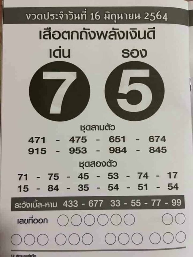 หวยซอง หวยเสือตกถัง-160664