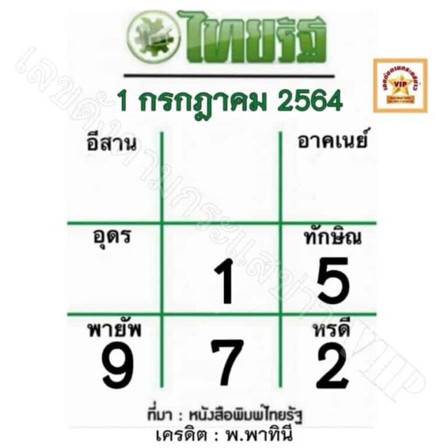 หวยหนังสือพิมพ์ หวยไทยรัฐ-010764