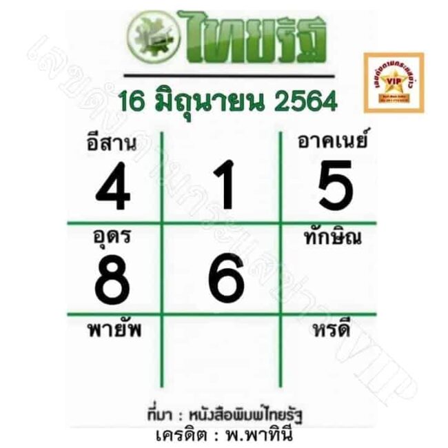 หวยหนังสือพิมพ์ หวยไทยรัฐ-160664