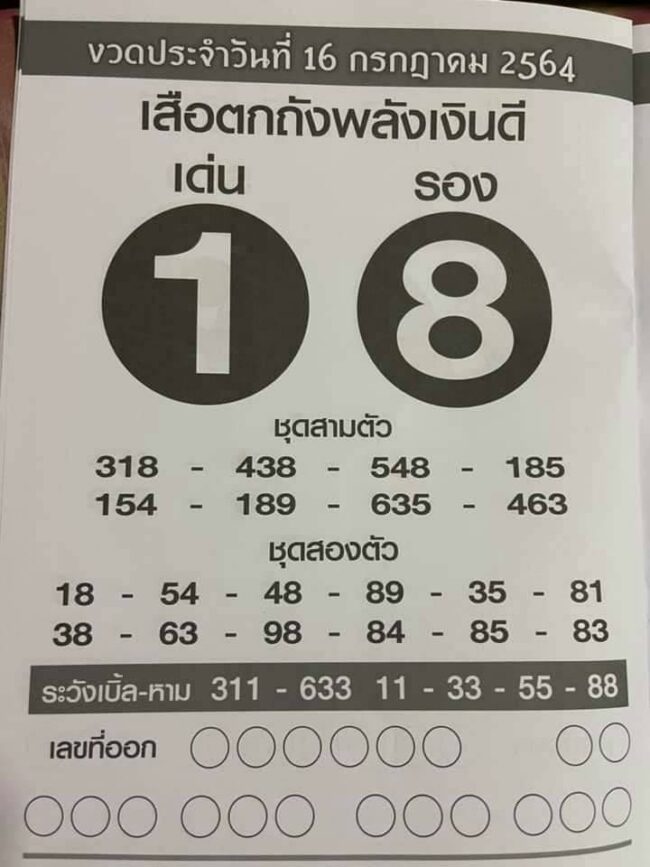 หวยซอง หวยเสือตกถัง-160764