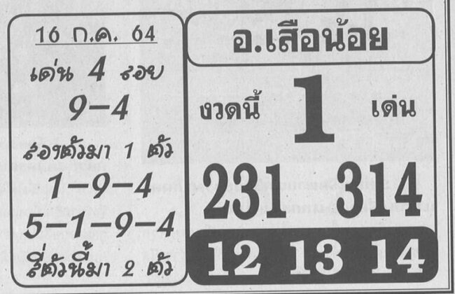 หวยซอง หวยเสือน้อย-160764