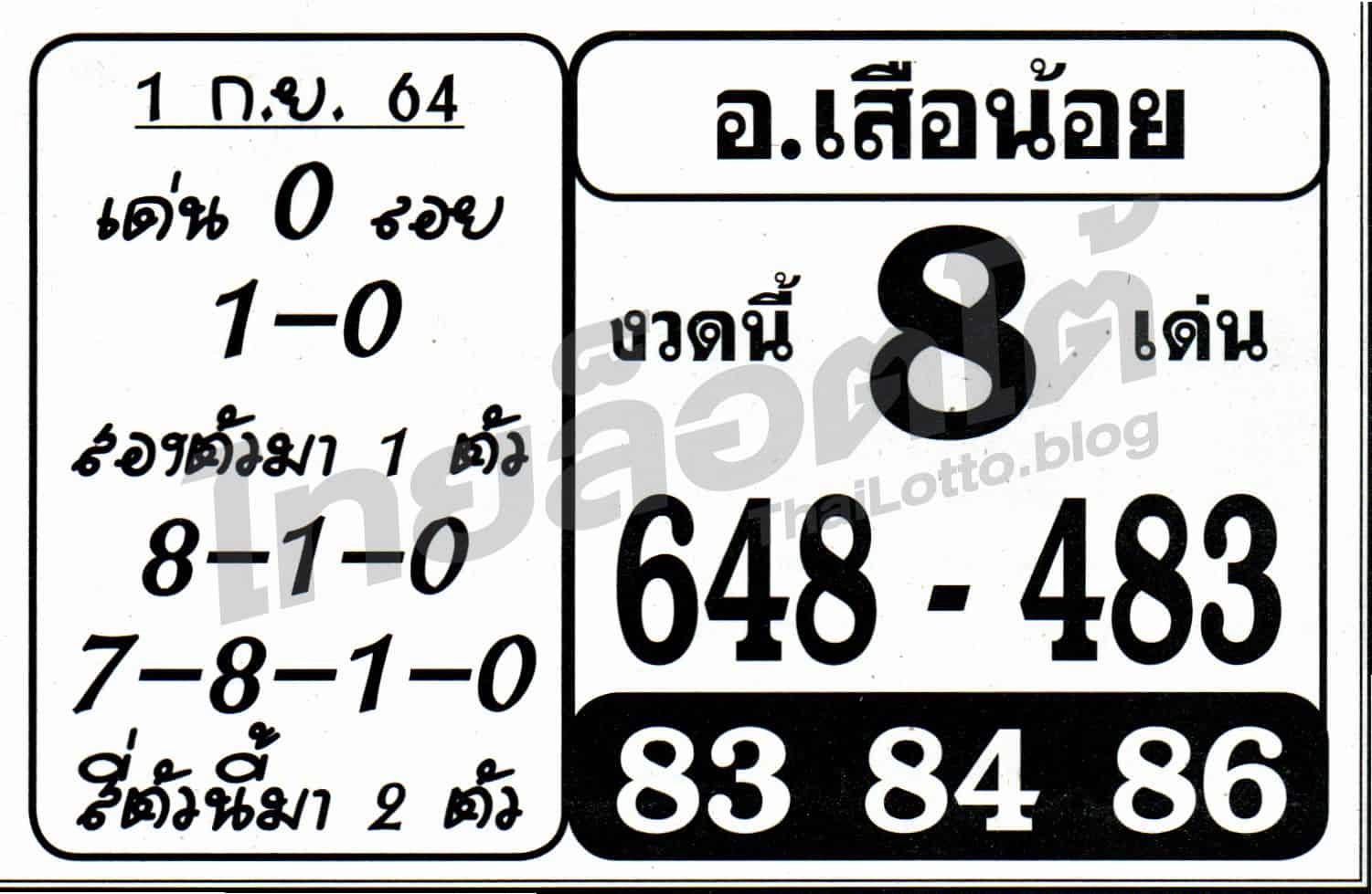 หวยซอง หวยอาจารย์เสือน้อย-010964