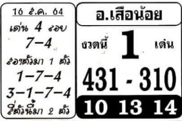 หวยซอง หวยอาจารย์เสือน้อย-160864