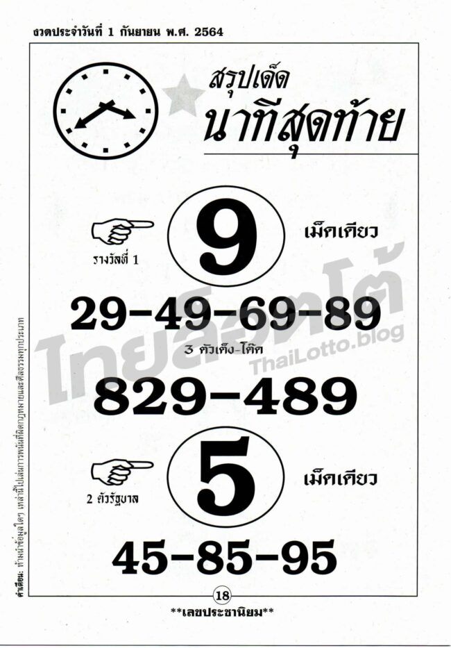 หวยซอง หวยเลขสรุปนาทีสุดท้าย-010964