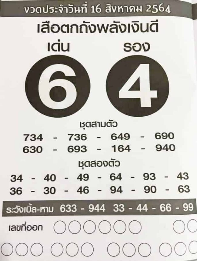 หวยซอง หวยเสือตกถัง-160864