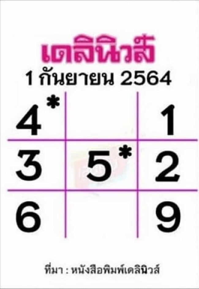 หวยหนังสือพิมพ์ หวยเดลินิวส์-010964