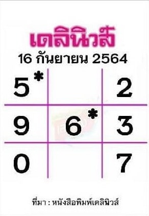 หวยหนังสือพิมพ์ หวยเดลินิวส์-160964