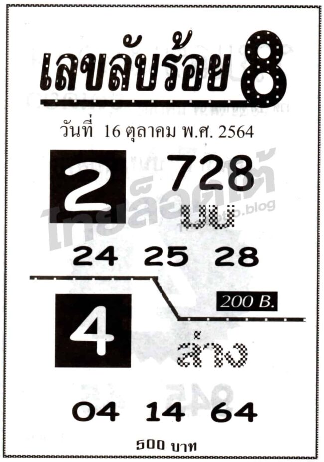 หวยซอง หวยเลขลับร้อย8-161064