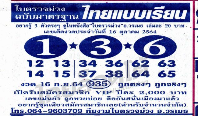 หวยซอง หวยใบตรวจม่วง-161064
