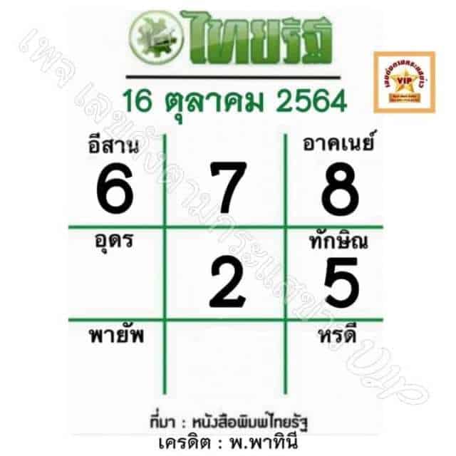 หวยหนังสือพิมพ์ หวยไทยรัฐ-161064