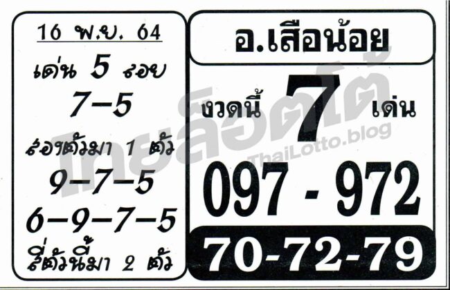 หวยซอง หวยอาจารย์เสือน้อย-161164